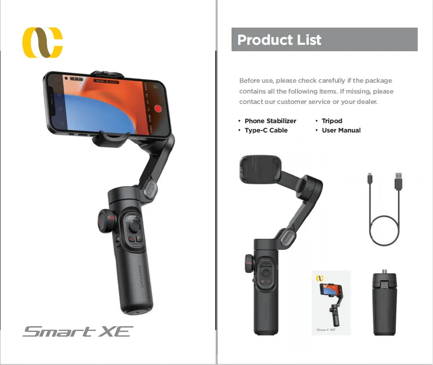 AOCHUAN 3-Axis Handheld Gimbal Stabilizer SmartXE for Smartphone for iPhone Android AI Face Tracking TikTok Vlog - Shopifynow