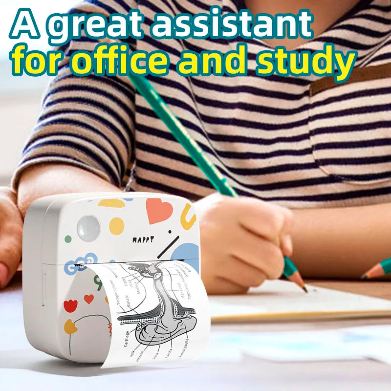 B4 Mini Portable Printer for Photo With 8 Roll Sticker Thermal Color Thermal Pocket Label Maker Bluetooth Office Printing - Shopifynow