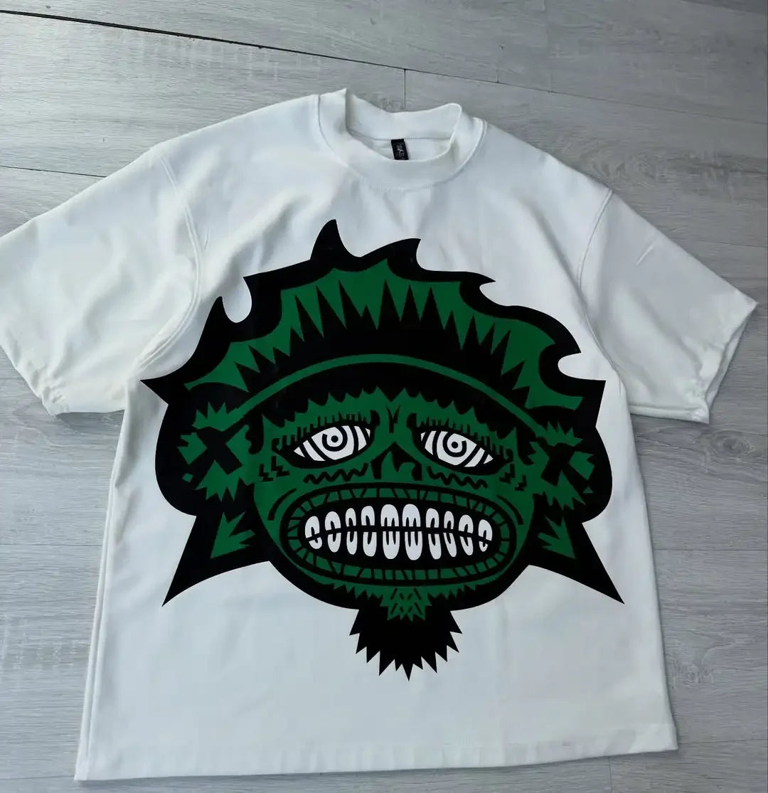 Y2k Harajuku Streetwear Men and Women Short Sleeved Fashion New Cartoon Print Design Shirt Retro Hip-hop Trend Oversized T-shirt Shopifynow