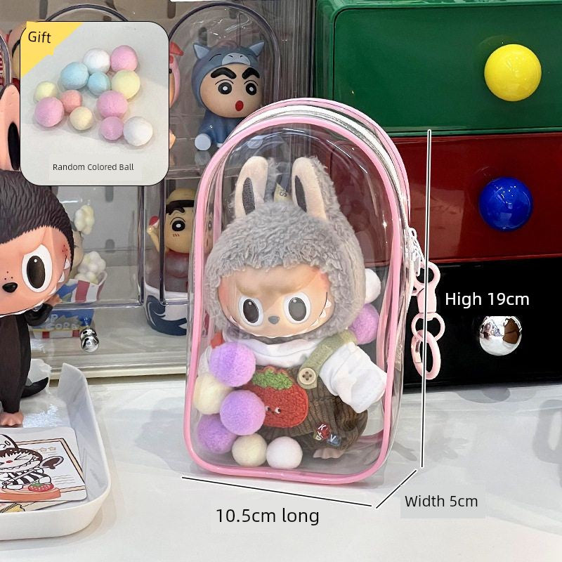 Labubu Doll Bag out Automobiles Curtain Cloth Transparent Cotton Doll Dustproof Moisture-Proof 10cm15 Pendant Cartoon Backpack Baby Doll Bag Shopifynow