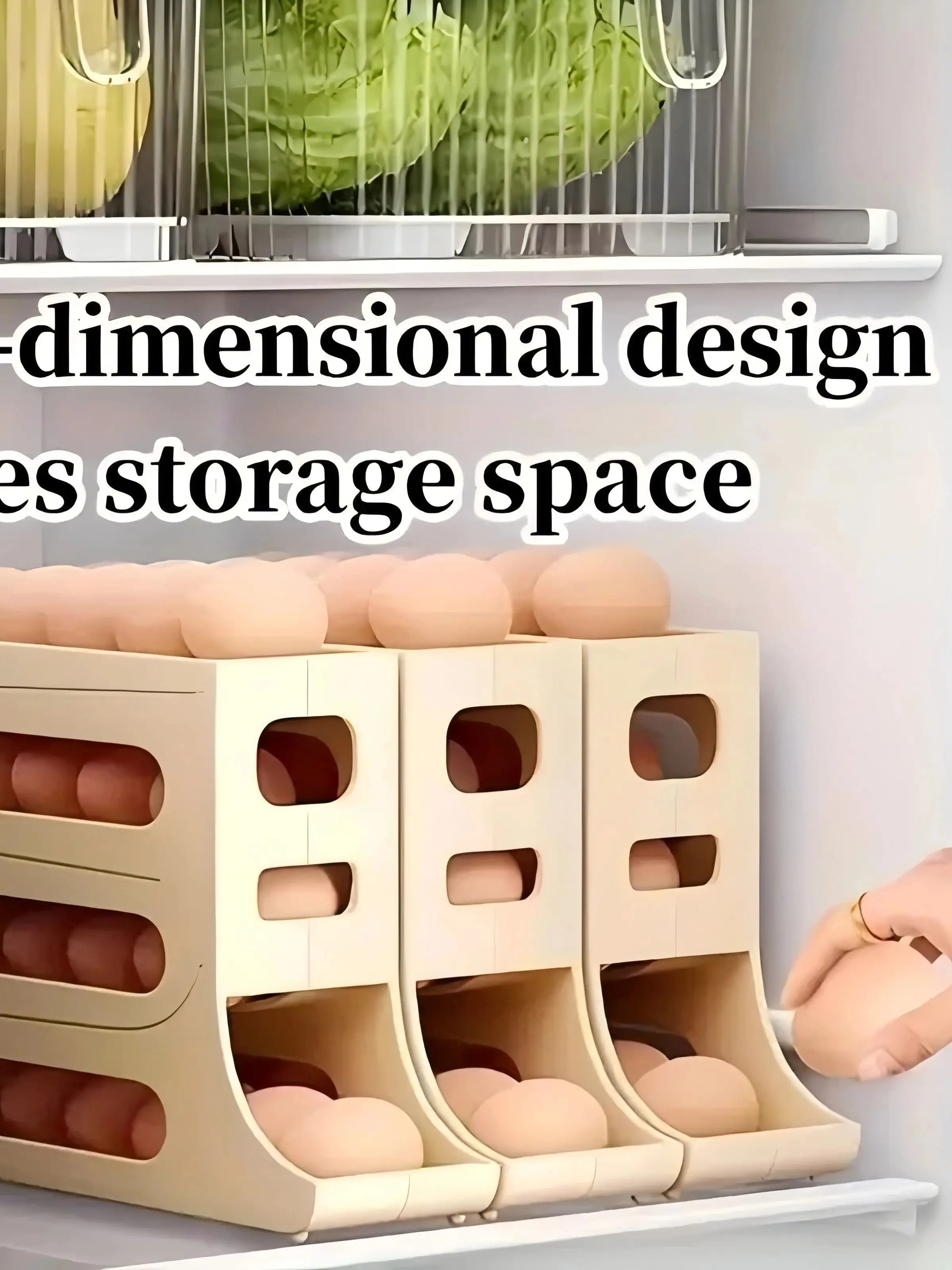 4 Tiers Egg Holder for Fridge， Automatic Egg Rolling Rack, 30 Eggs Storage Rack, Egg Distributor for Refrigerator, Egg Storage Shopifynow