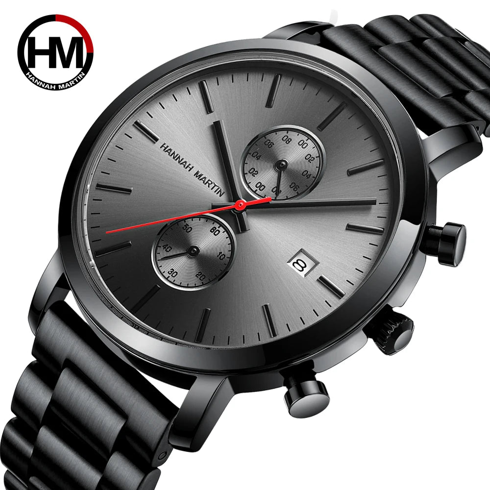 Hannah Martin Top Men Watch Brand Business Style Stainless Steel Fashion Waterproof Sports Multifunctional Quartz Watch for Men - Shopifynow