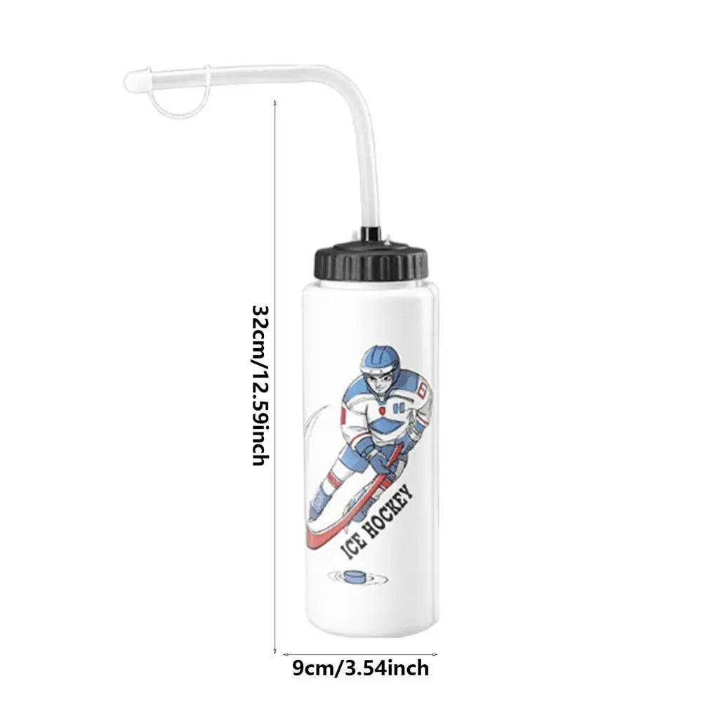 1L Ice Hockey Water Bottle With Straw Leak-Proof Large Capacity Ice Hockey Water Bottle Football Bottles Sports Gear