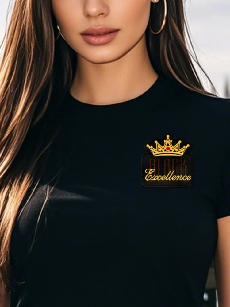 5Pcs Embroidered Black Crown Patches, Ironing Women's Embroider Badges Appliques, Used for Girls' Hat Decoration DIY Decorations for Clothes, Jackets, Pants Shopifynow