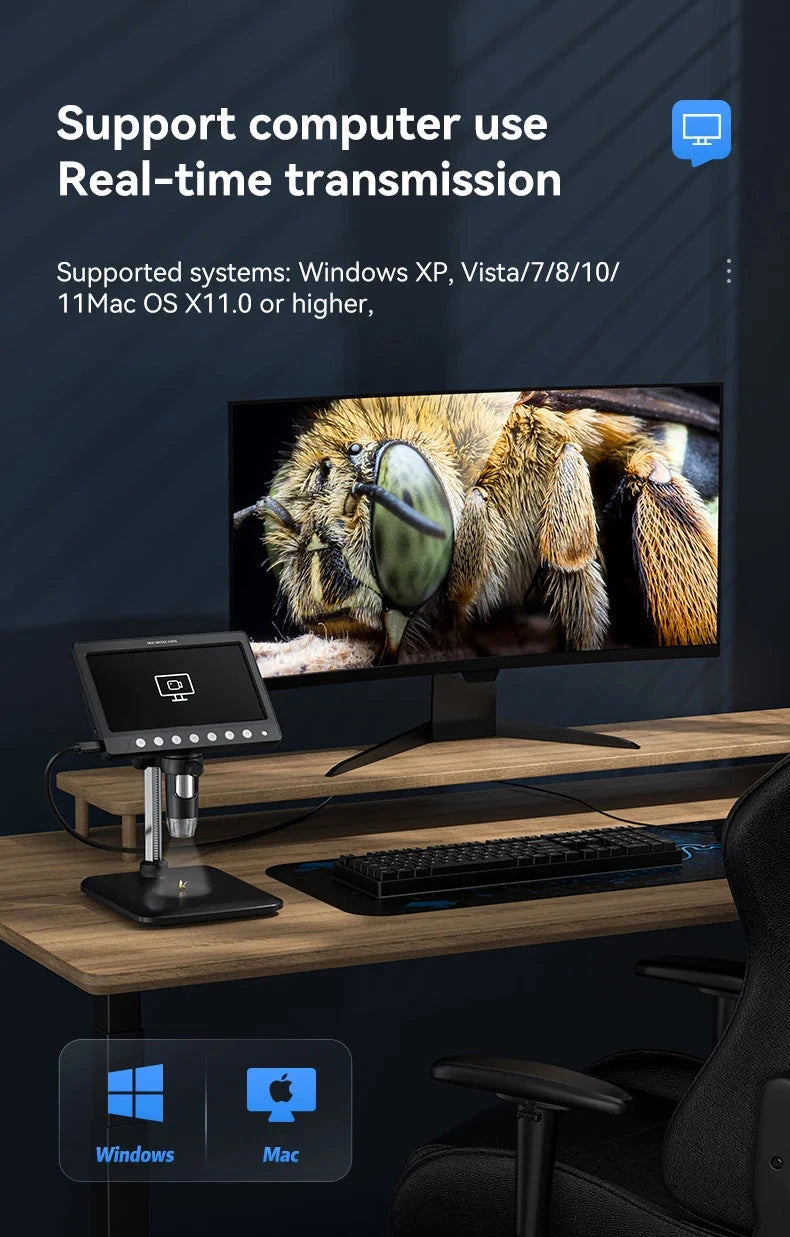 5MP 7'' Digital Microscope 1200x Magnification HD Coin Microscope with 8 LEDs Soldering Microscope for Electronics PCB Repair Shopifynow