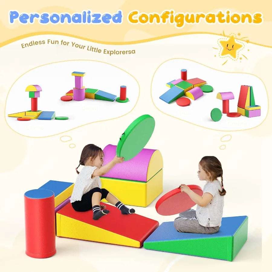 Foam Climbing Blocks, Soft Climbing Toys for Toddlers, 9 Pieces Crawl and Climb Foam Playset with Cushion Pad, Indoor Climber Ac Shopifynow