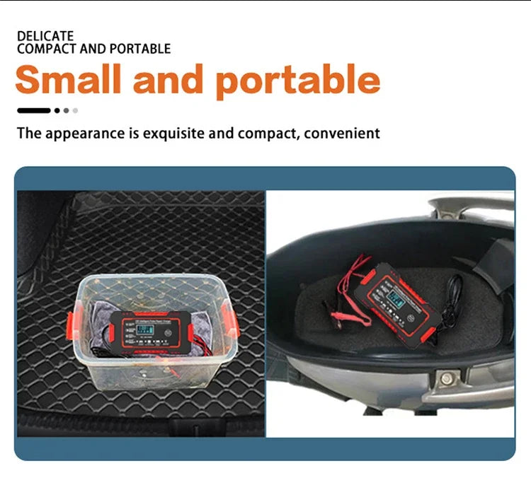 Car Battery Charger 12V Intelligent Pulse Repair LCD Display Car Battery Motorcycle Battery Charging Battery Repair Charger Shopifynow