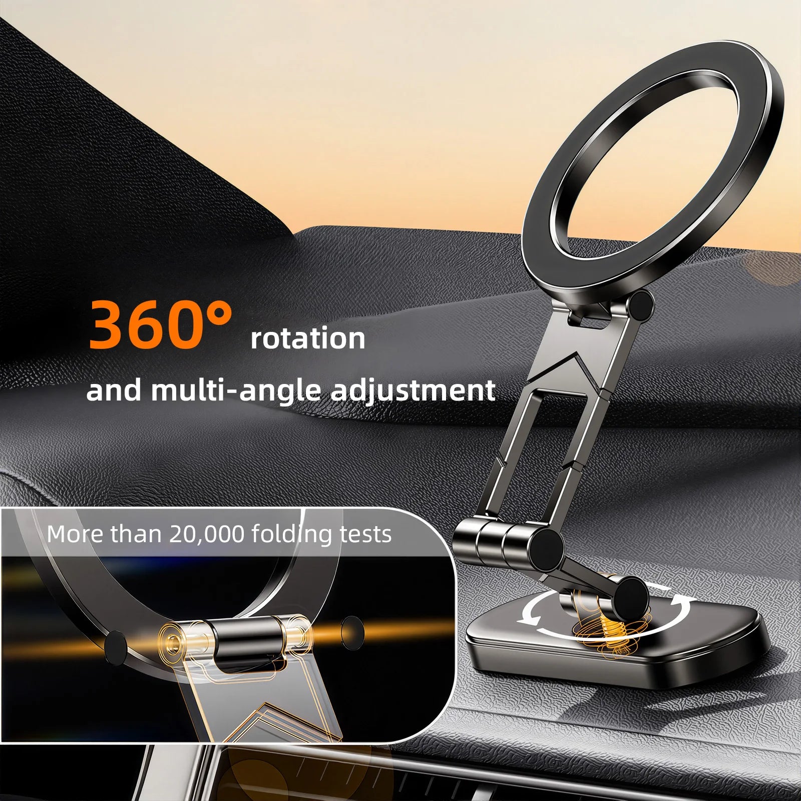 Dual Side Magnetic Car Phone Holder for Magsafe Car Dashboard Mount 360° Rotation Phone Holder for iPhone 17 16 15 Android