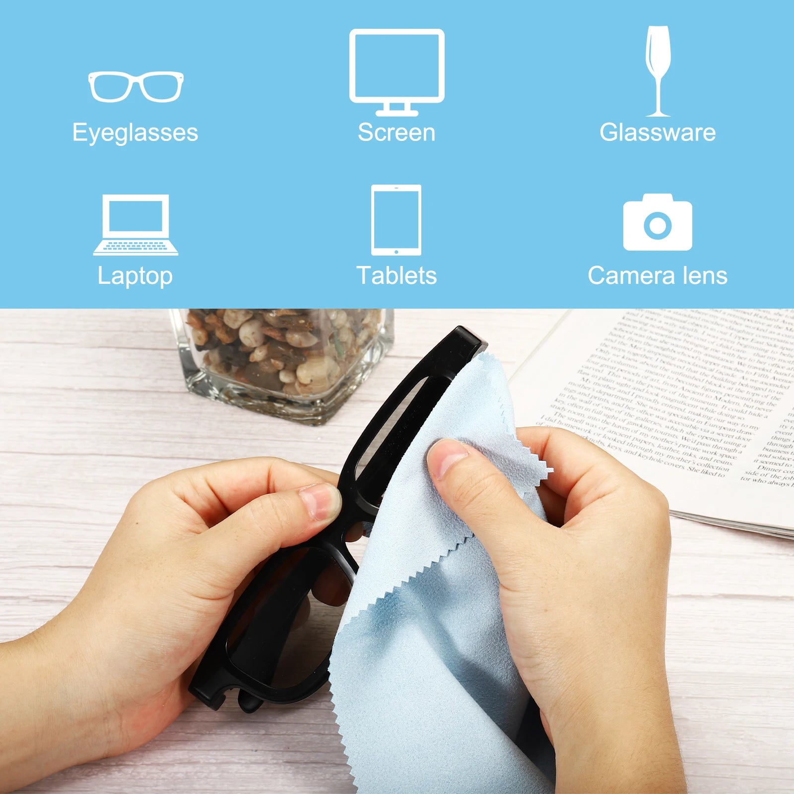 24Pcs Eyeglass Microfiber Cleaning Cloth Glasses Cleaning Cloth Soft Suede Wipe Screen Cloth for Camera Lens Eyeglasses Screens