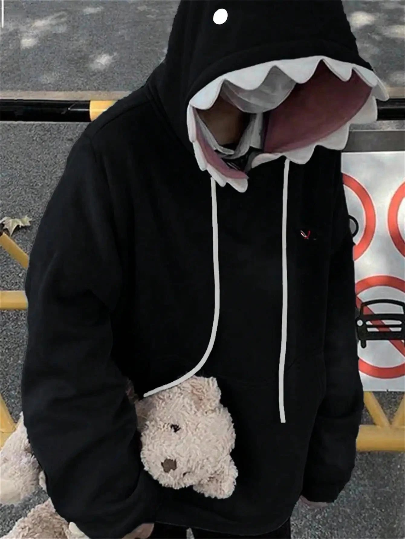 2025 Fall Japanese Kawaii Shark Hoodie - Plush Fleece Oversized Unisex Pullover with Fun Ear Hood Club outfits for women 2025 Shopifynow