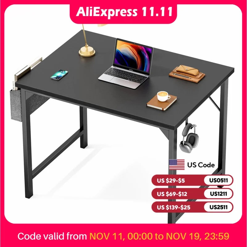 JHK Computer Desk Writing Study Office Gaming Table Modern Simple Style Compact with Side Bag Headphone Hook Easy Assembly Shopifynow