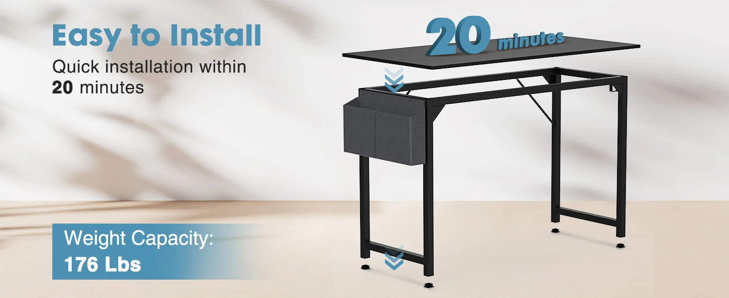 JHK Computer Desk Writing Study Office Gaming Table Modern Simple Style Compact with Side Bag Headphone Hook Easy Assembly Shopifynow