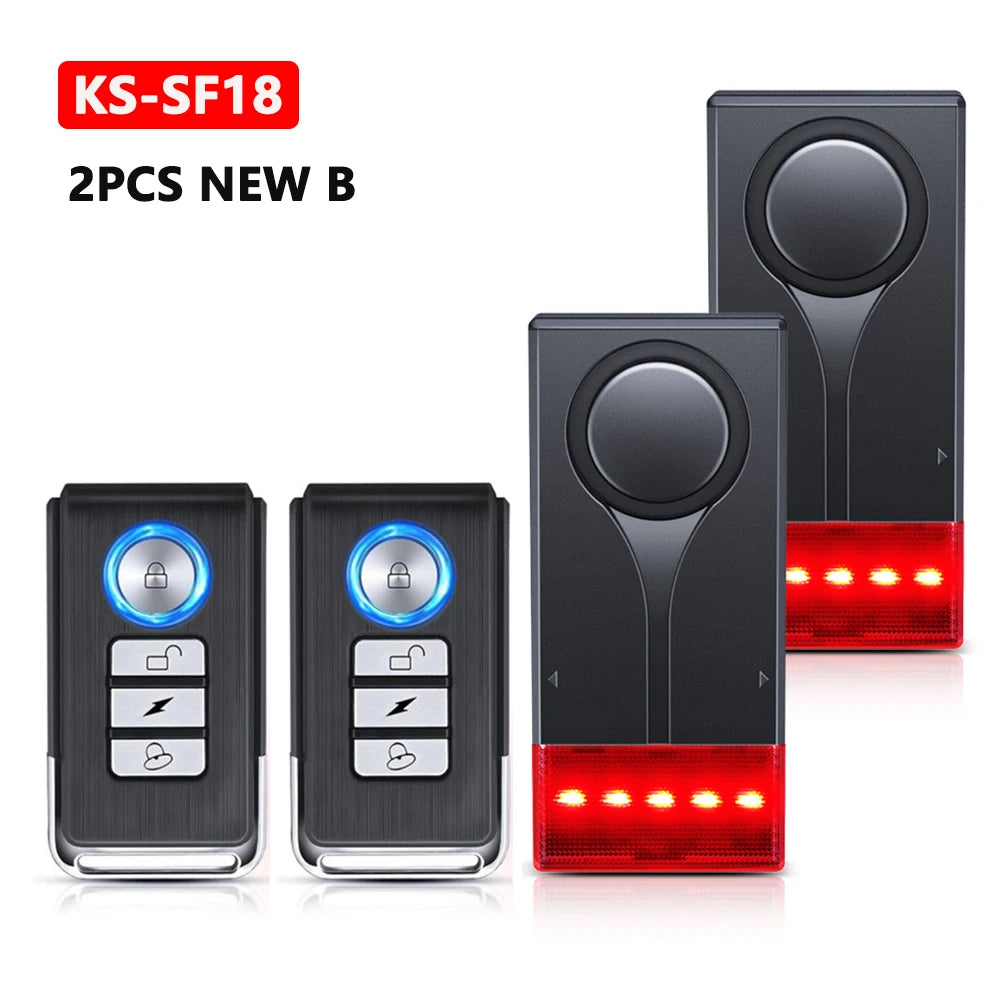 Awapow Wireless Vibration Bike Alarm With Remote Control Anti-Theft Alarm 110dB Loud Bike Door Window Alarm Home Safety System - Shopifynow