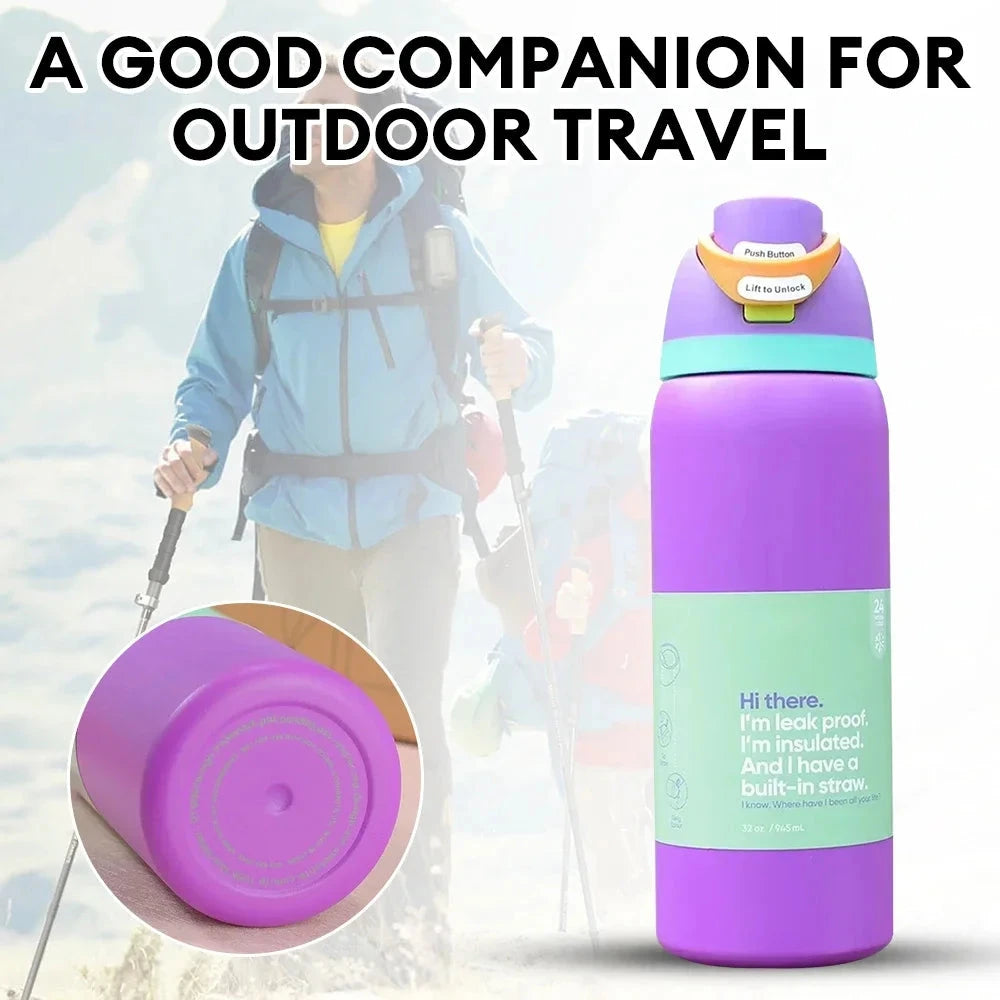 32OZ Vacuum Insulated Water Bottle with Straw Stainless Steel Water Bottle for Outdoor Sports Camping Hiking Thermal Cup Shopifynow