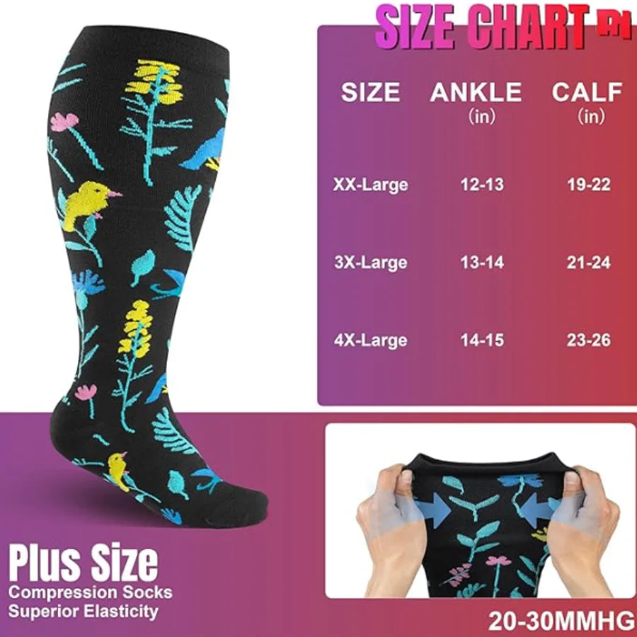 3 Pairs Extra Wide Plus Size Compression Socks for Women and Women Mid-Calf Sports Socks for Running, Cycling, and Travel Shopifynow