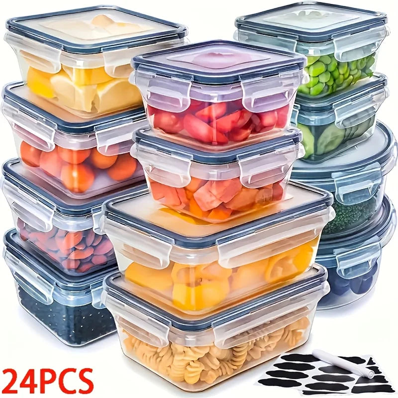 48Pcs BPA-Free Food Storage Set - 24 Airtight Containers & Lids with Labels for Pantry, Travel, Kitchen Organization Shopifynow