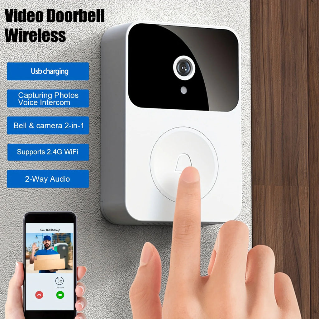 Doorbell Smart Home Door Bell Wireless Rechargeable Battery Outdoor HD Camera Two Way Audio Visual phone monitoring Doorbell Shopifynow