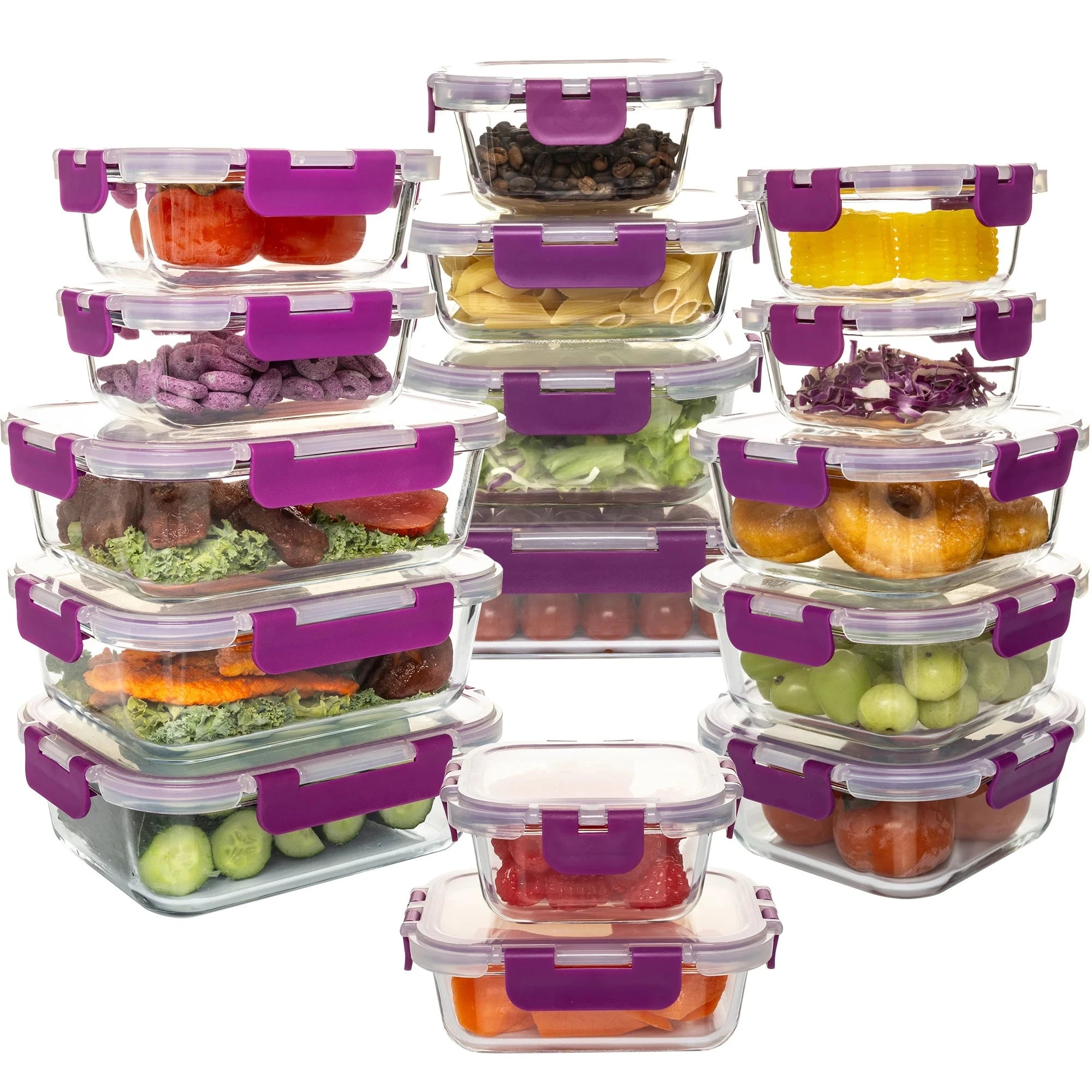 16-Piece Glass Food Storage Containers Set, Leakproof Airtight BPA-Free, Microwave & Oven Safe, Stackable Kitchen Organizers wit Shopifynow