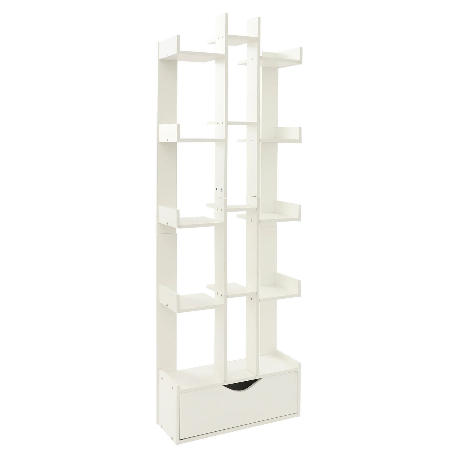 Bookcase 15-Compartment Bookcase with Cabinet Floor Standing Bookcase Each Tier Load Capacity About 5kg For Study Rooms Offices