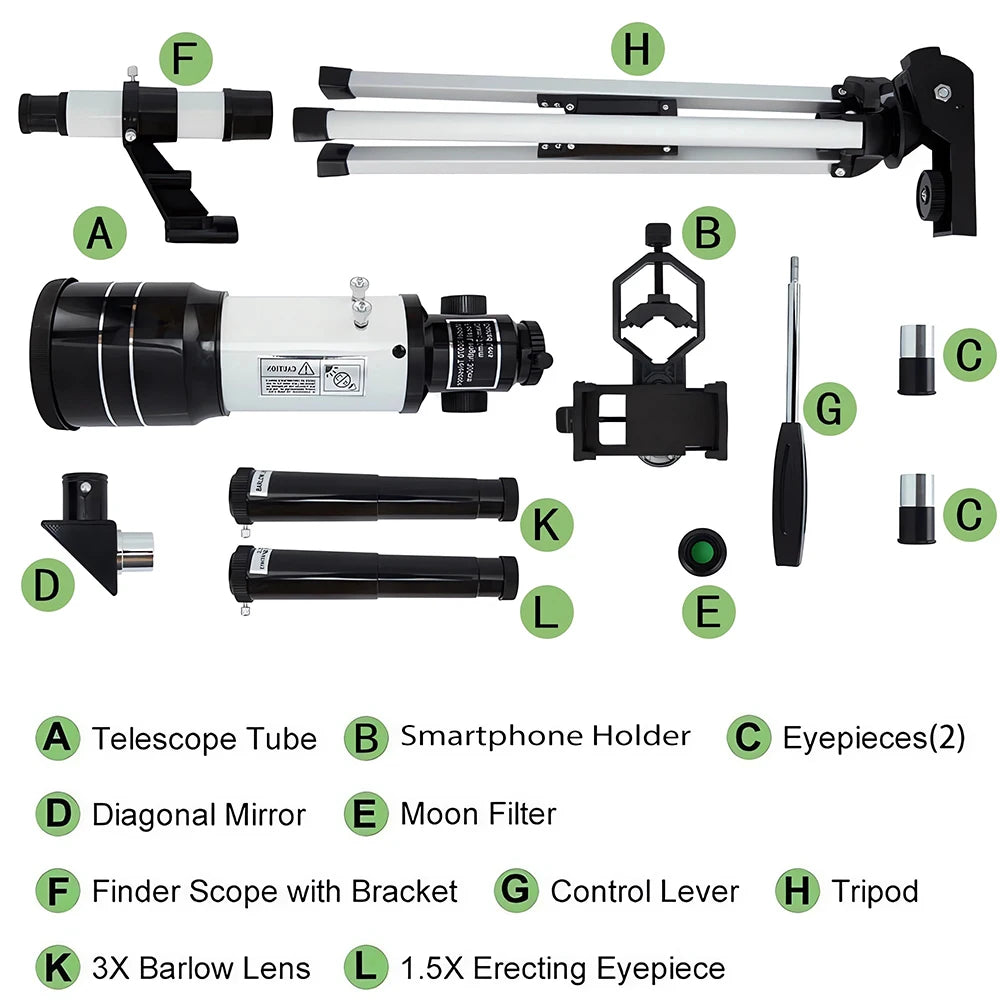 150X Astronomical Telescope , 70mm Aperture Refractor Portable Travel Telescope with Phone Adapter &Wireless Remote Shopifynow