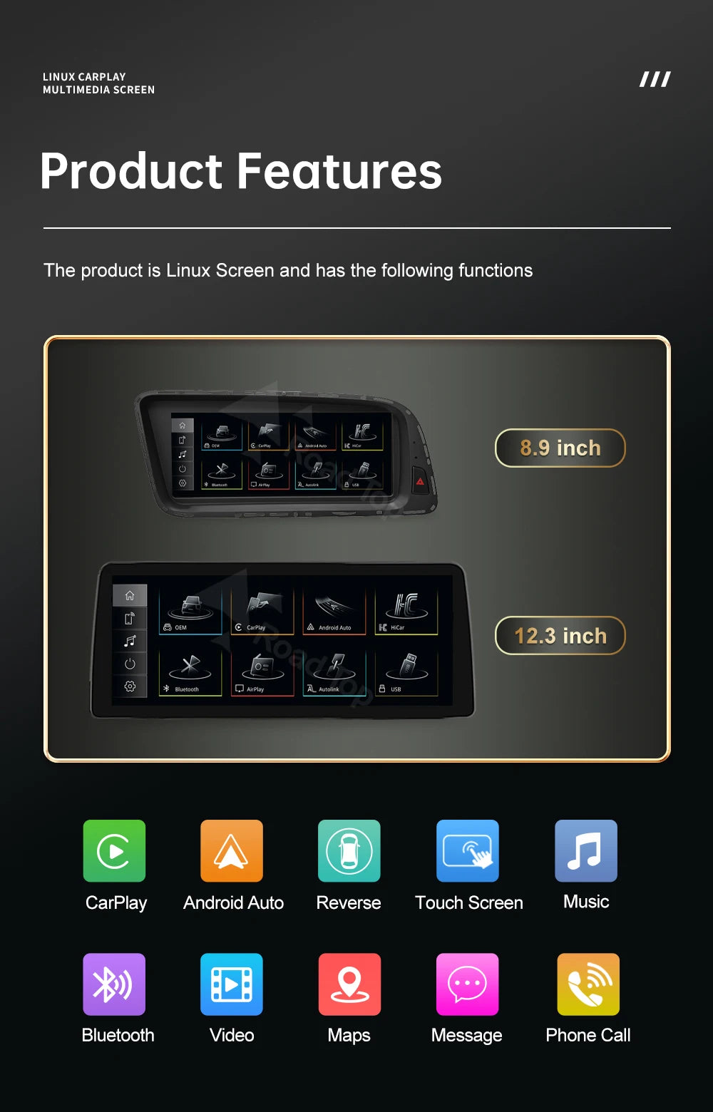 12.3' RoadTop Wireless CarPlay Multimedia Linux Screen Android Auto For Audi Q5 2009-2017 Airplay Autolink Function - Shopifynow