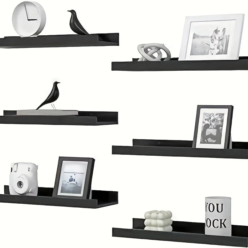 6 pieces wall hanging TV wall Mezzanine bedroom living room Solid wood partition wall Honor wall display stand black Shopifynow