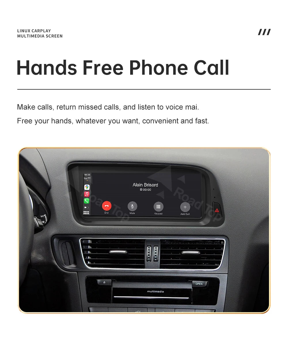 12.3' RoadTop Wireless CarPlay Multimedia Linux Screen Android Auto For Audi Q5 2009-2017 Airplay Autolink Function - Shopifynow