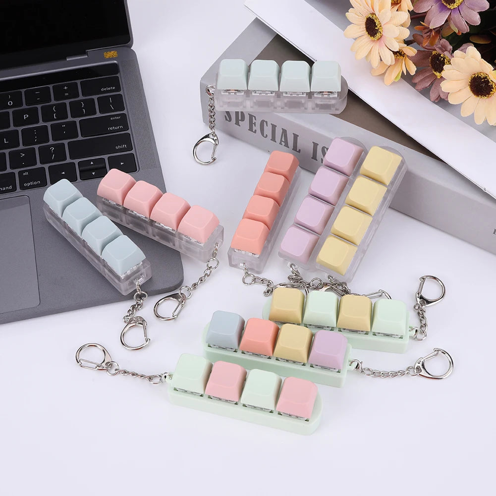 4 Keys Keyboard Keycaps Fidget Toy DIY Finger Keycaps Party Stress Relief Keyboard Caps Finger Button Fidget Decompression Toys - Shopifynow