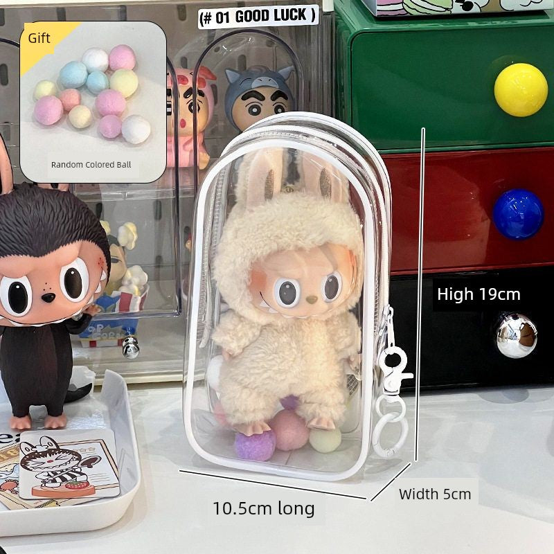 Labubu Doll Bag out Automobiles Curtain Cloth Transparent Cotton Doll Dustproof Moisture-Proof 10cm15 Pendant Cartoon Backpack Baby Doll Bag Shopifynow