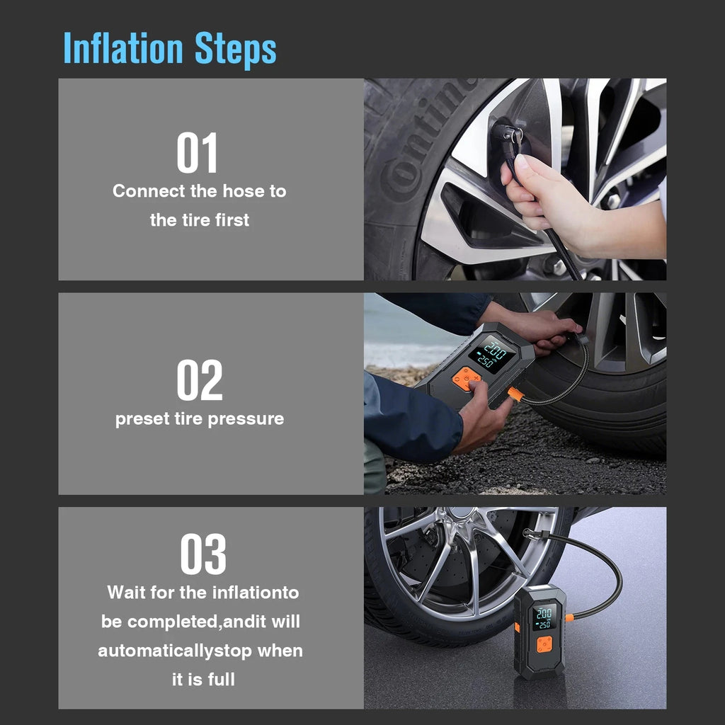 Car Jump Starter Air Pump Power Bank Lighting Portable Air Compressor 4 In 1 Cars Battery Starters Auto Tyre Inflator Shopifynow