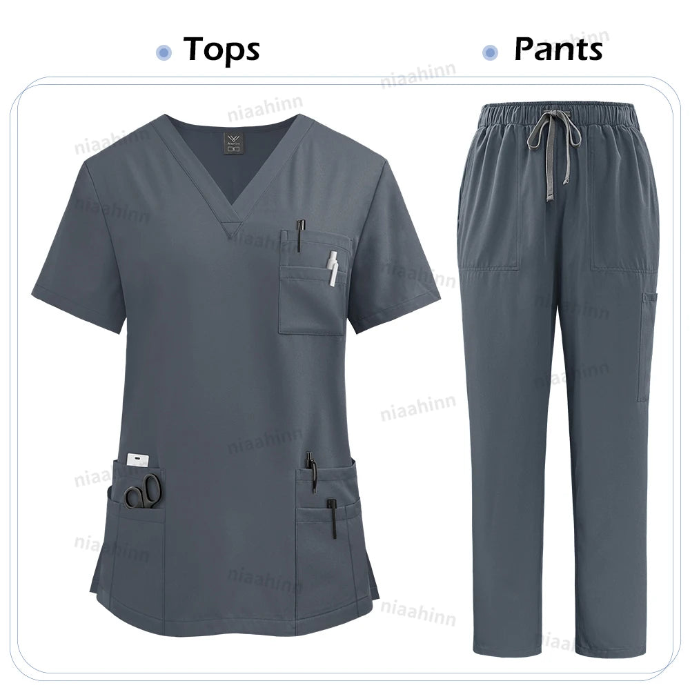 High Quality Medical Clothing for Women Uniform Nurse Lab Coat Unisex Wholesale Tops and Pants Suits Nursing Scrubs Uniforms Set - Shopifynow