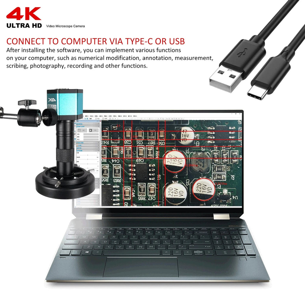 4K Microscope 48MP Digital Microscope For Electronics USB Industrial Cameras HDMI 1-150X Zoom C-Mount Lens Phone Pcb Soldering Shopifynow