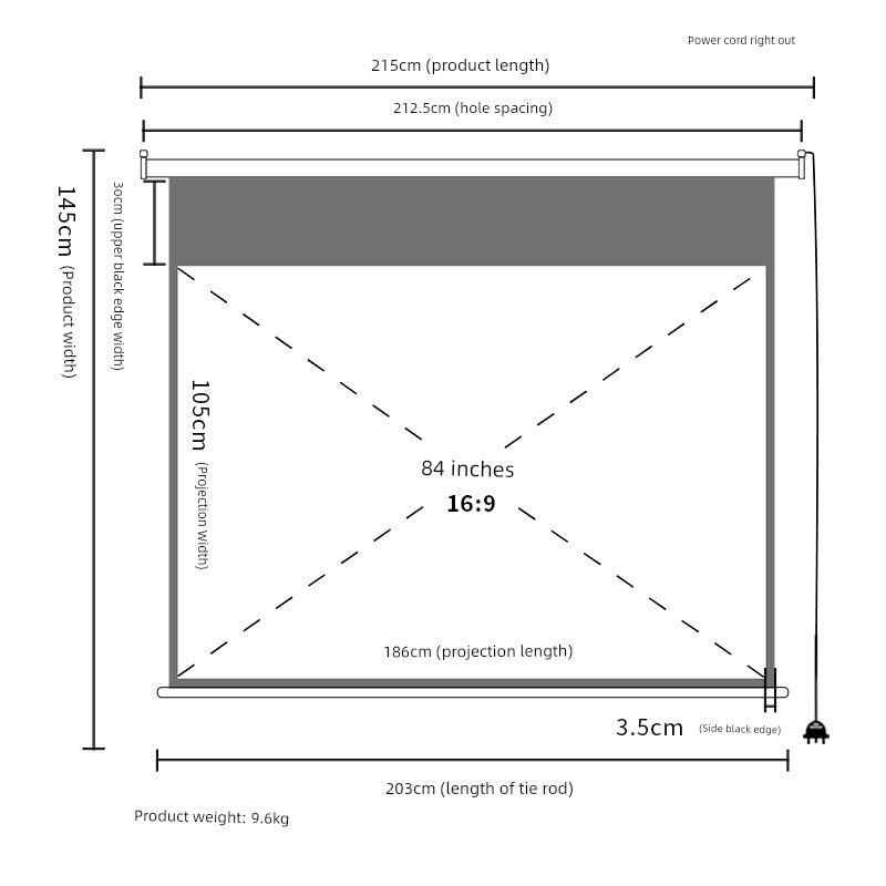 Deli Hanging Projection Screen Curtain Electric Remote Control 100-Inch 4:3 Projection Curtain Office For Home Projector Curtain 120-Inch 16:10 Tripod Screen Wall Screen 84-Inch Shopifynow