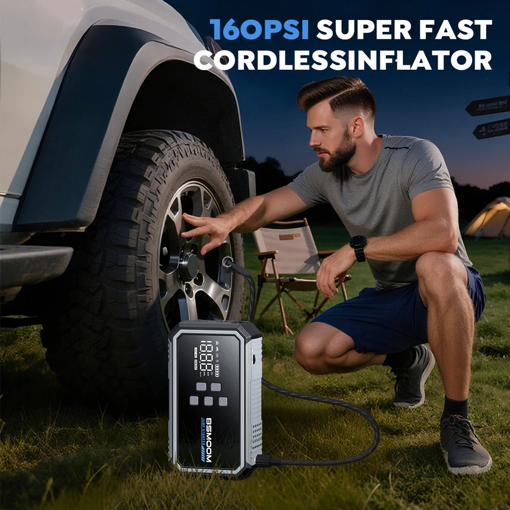 Car Jump Starter Air Compressor Power Bank 12V 21800mAh/26800mAh Starting Device Emergency Car Battery Charger Booster Buster - Shopifynow