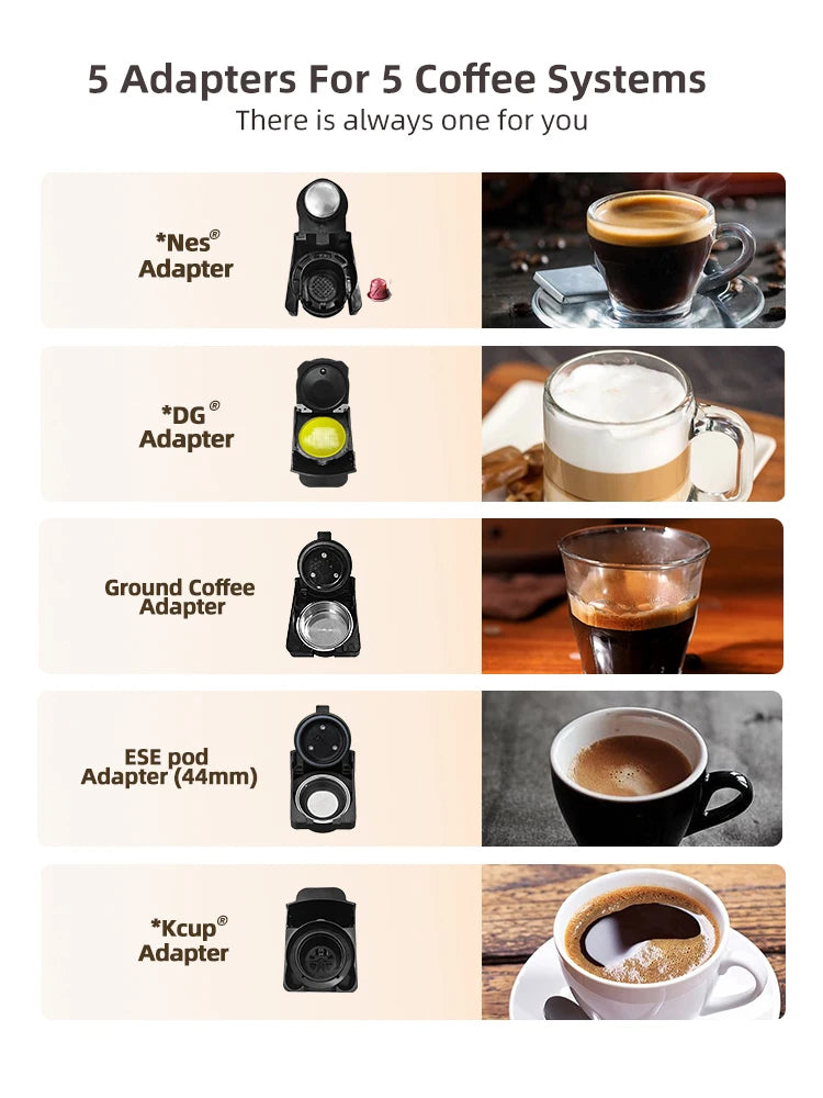 HiBREW Multiple Capsule Coffee Machine, Hot/Cold Dolce Gusto Milk Nespresso Capsule ESE Pod Ground Coffee Cafeteria 20Bar 5 in 1 - Shopifynow
