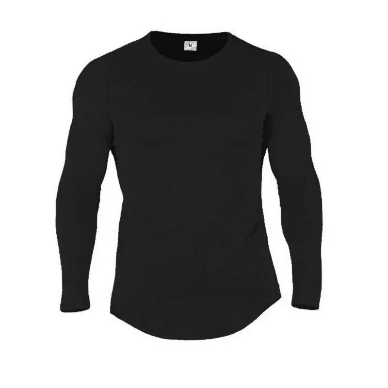 Plain Cotton Breathable Long Sleeve Clothing Gym Fitness Bodybuilding Sport T-shirts Mens Workout Casual Slim Fit Autumn Shirts Shopifynow