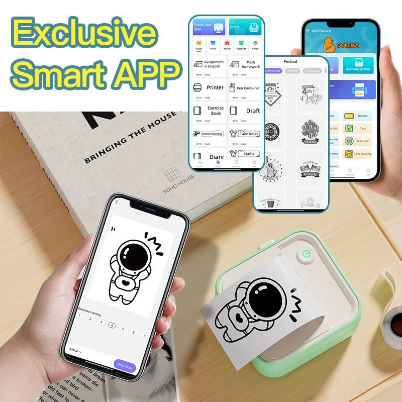 Dolewa D5 Inkless Printing Machine Thermal Printer Label Maker 12-57mm Adjustable Sticker Printer for Code Tag Journal Shopifynow