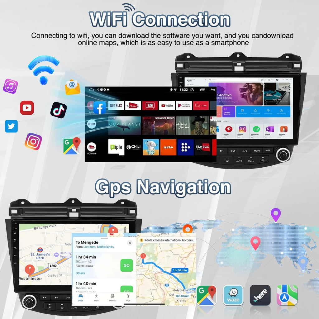 10.1 Inch Android13 Wireless Car Carplay Android Navigation Reversing Camera All-in-one 2+32G CarPlay GPS For Honda Accord 03-07 Shopifynow