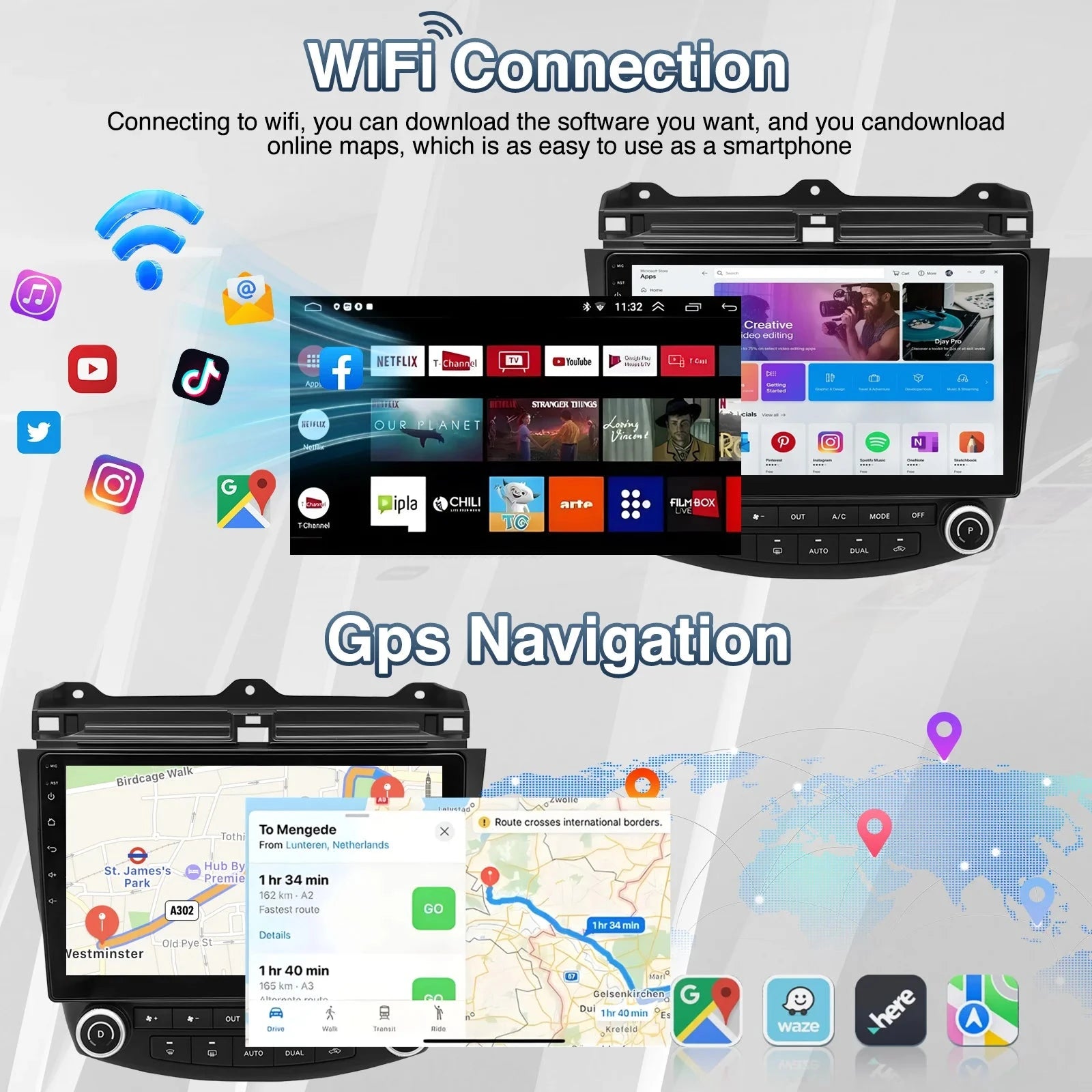 10.1 Inch Android13 Wireless Car Carplay Android Navigation Reversing Camera All-in-one 2+32G CarPlay GPS For Honda Accord 03-07 Shopifynow