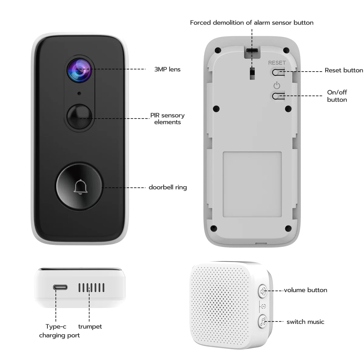 JOOAN 2K Intelligent WiFi Doorbell With Camera Smart Home WiFi Video Doorbell Outdoor Battery Powered Security Video Intercom Shopifynow