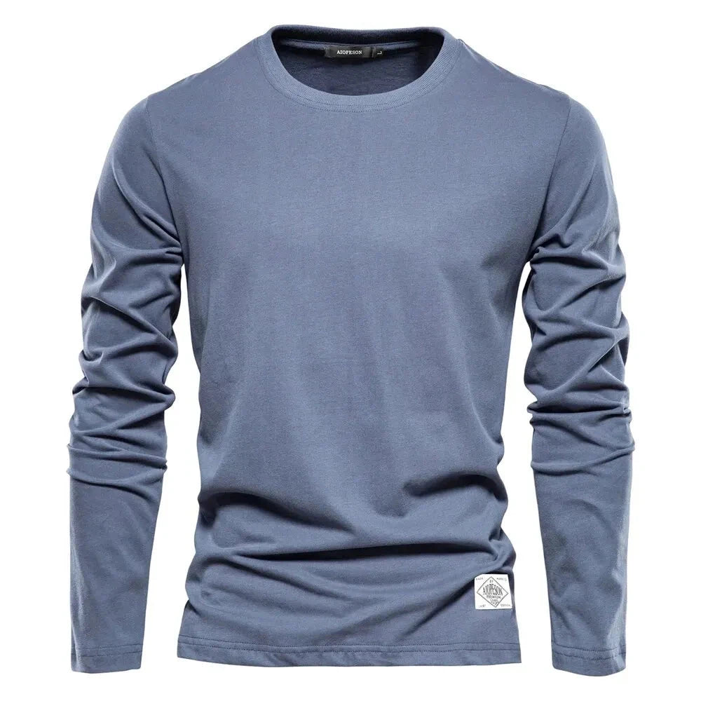 100% Cotton Long Sleeve T Shirt For Men Solid Spring Casual Mens T-shirts High Quality Male Tops Classic Clothes Men's T-shirts Shopifynow