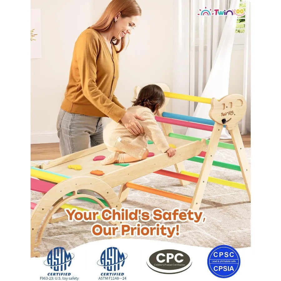 7 in 1 Pikler Triangle Set Foldable Toddler Baby Climbing Toys Solid Wooden Montessori Climbing Set Baby Climber Indoor Playgro Shopifynow