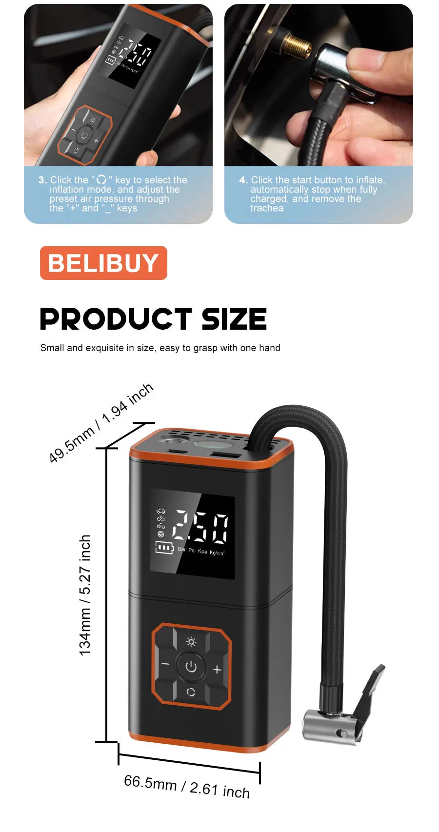 ABS Car Tyre Inflator Portable Air Compressor Car Inflatable Pumps Air Pump Suitable For Inflating Car Motorcycle Bicycle