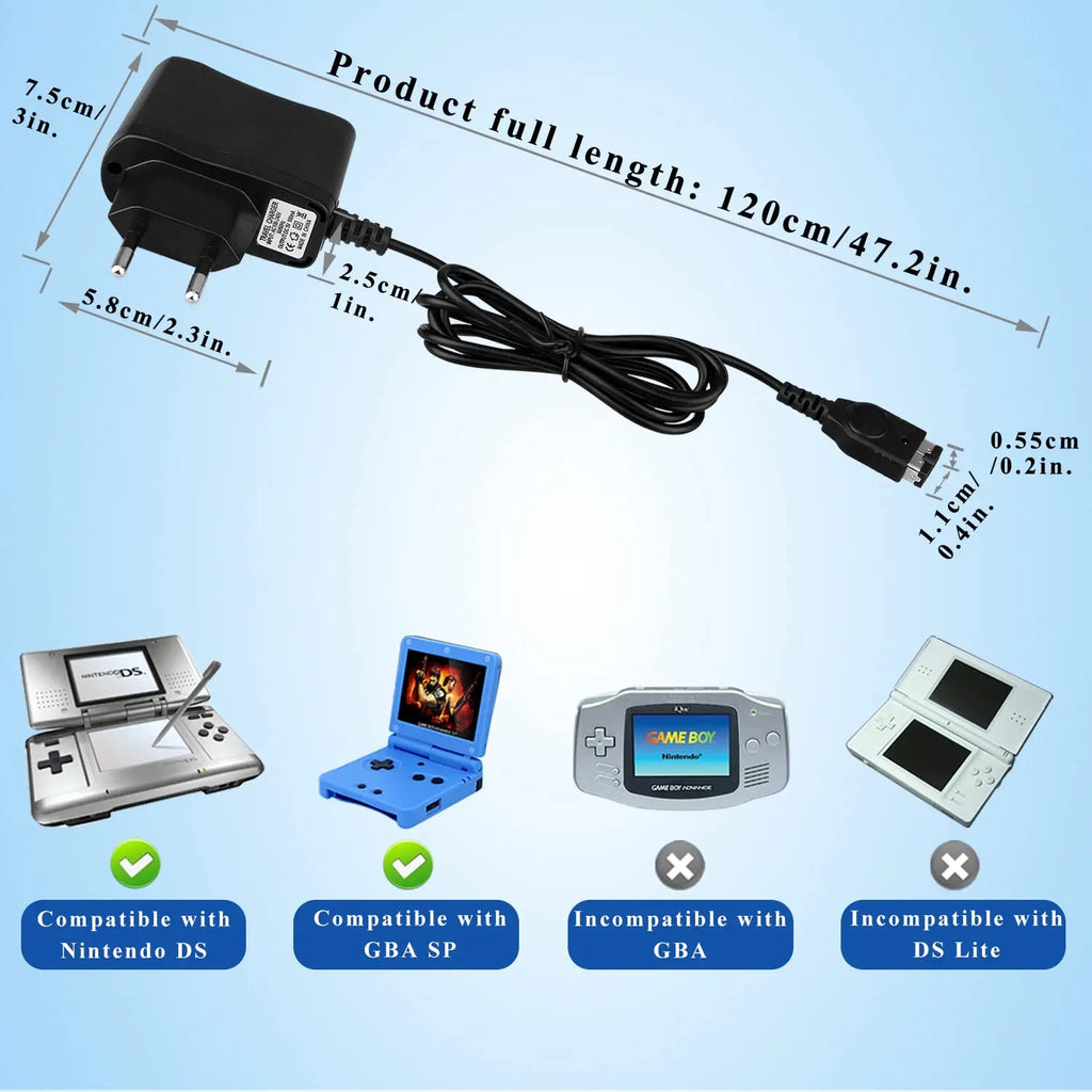 NEW 5.2V Home Wall Travel Charger AC Adapter For Nintend DS NDS GBA SP Gameboy Advance SP Power Supply Charging Cable EU US Plug Shopifynow
