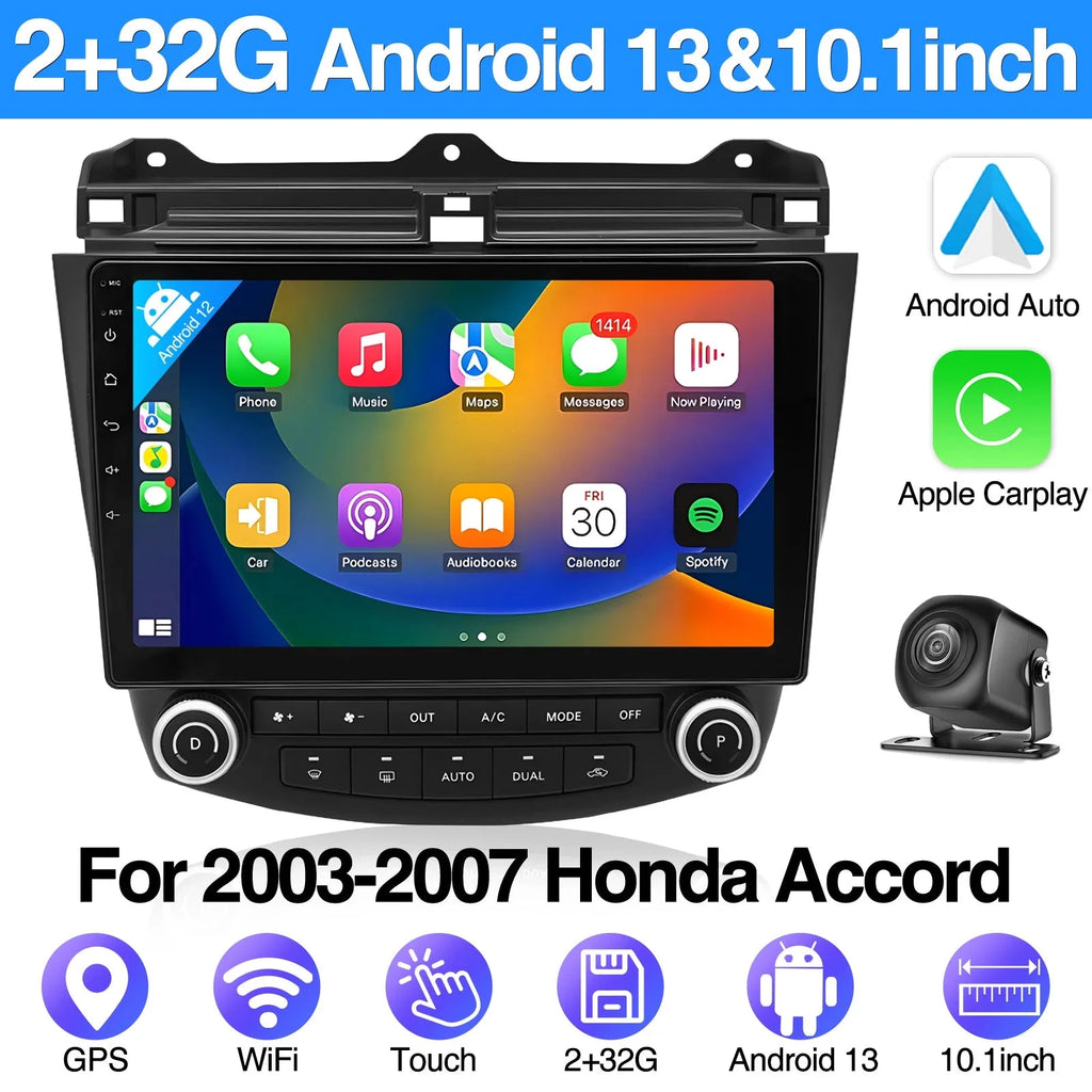 10.1 Inch Android13 Wireless Car Carplay Android Navigation Reversing Camera All-in-one 2+32G CarPlay GPS For Honda Accord 03-07 Shopifynow