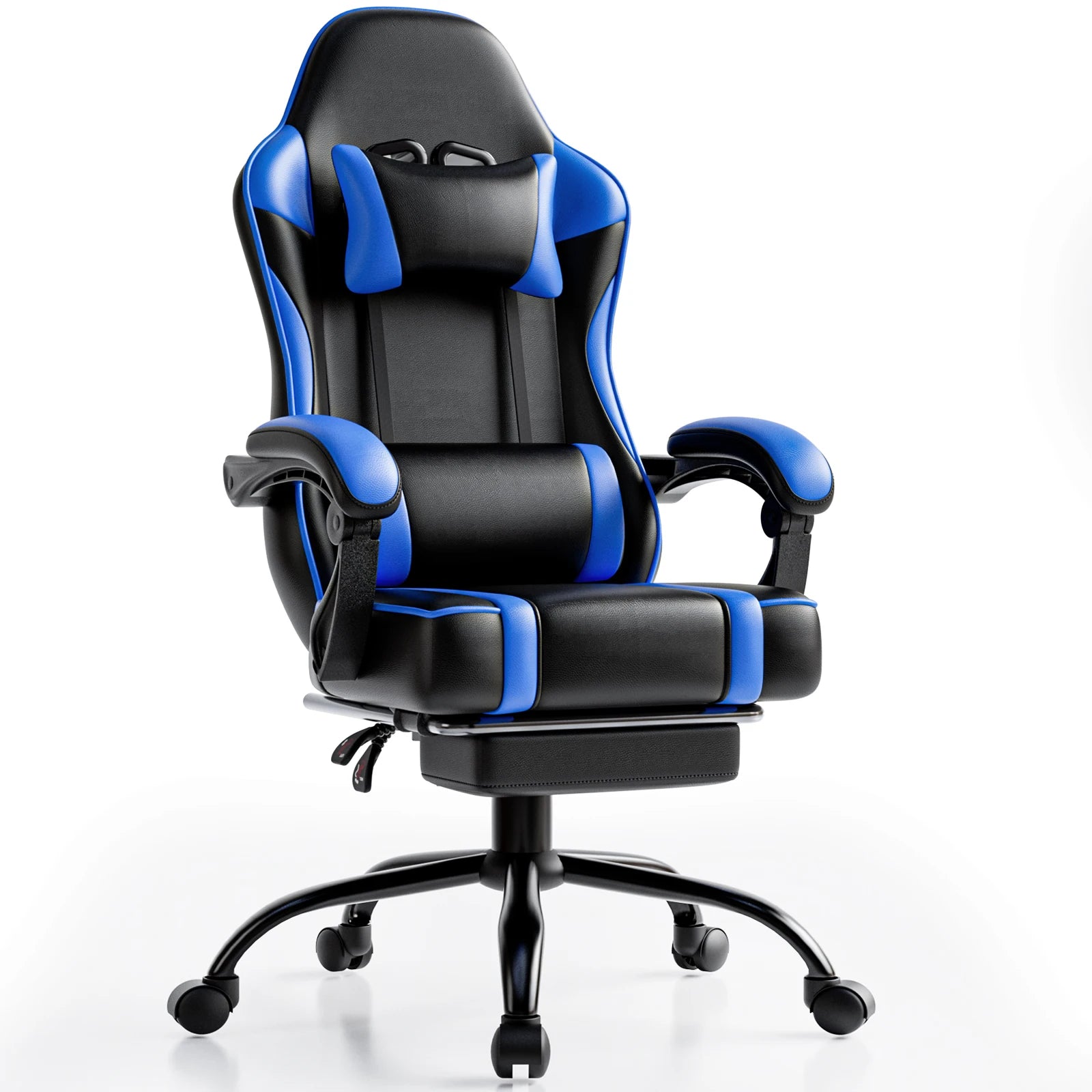Gaming Chair with Footrest, PU Leather Video Game Chairs for Adults, Reclining Gamer Chair Office Desk Chair - Shopifynow