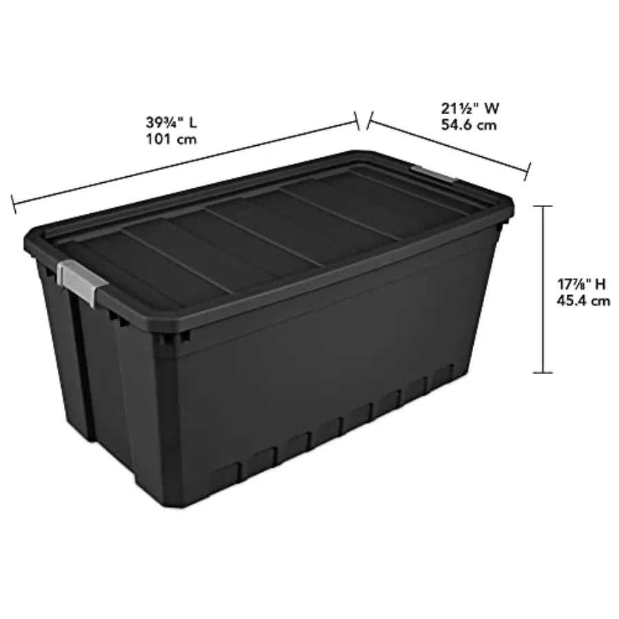 50Gallon Large Stackable Rugged Industrial Storage Tote Container with Gray Latching Clip Lid for Garage Attic Worksite or Camp Shopifynow