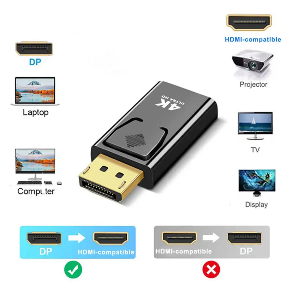 4K DP DisplayPort to HDMI-compatible Adapter Converter Display Port DP to HDMI-compatible HDTV Adapter Video Audio PC Laptop - Shopifynow