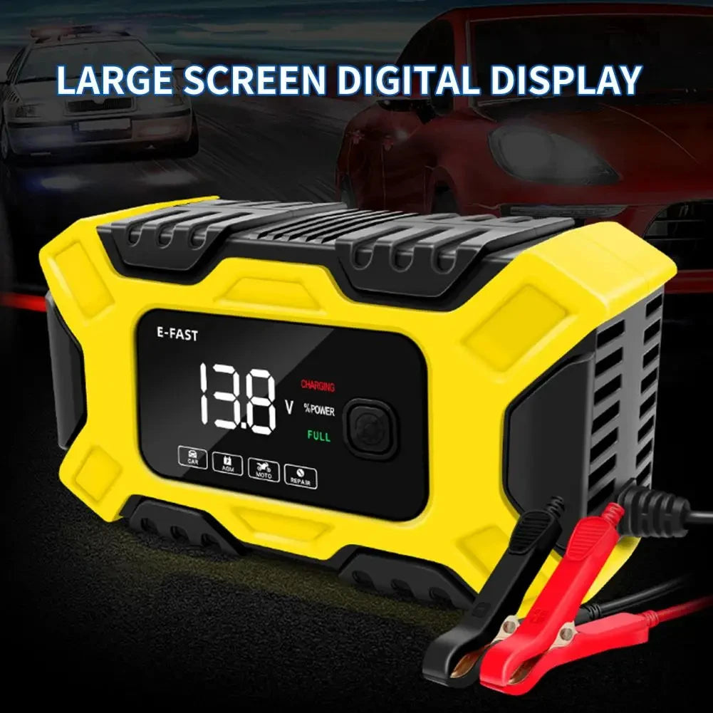 Car Battery Charger 12V Intelligent Pulse Repair LCD Display Car Battery Motorcycle Battery Charging Battery Repair Charger Shopifynow