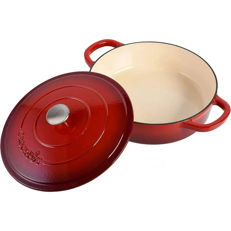 Crock Pot Artisan Enameled Cast Iron Braiser W Lid 5 Quart Scarlet Red Shopifynow